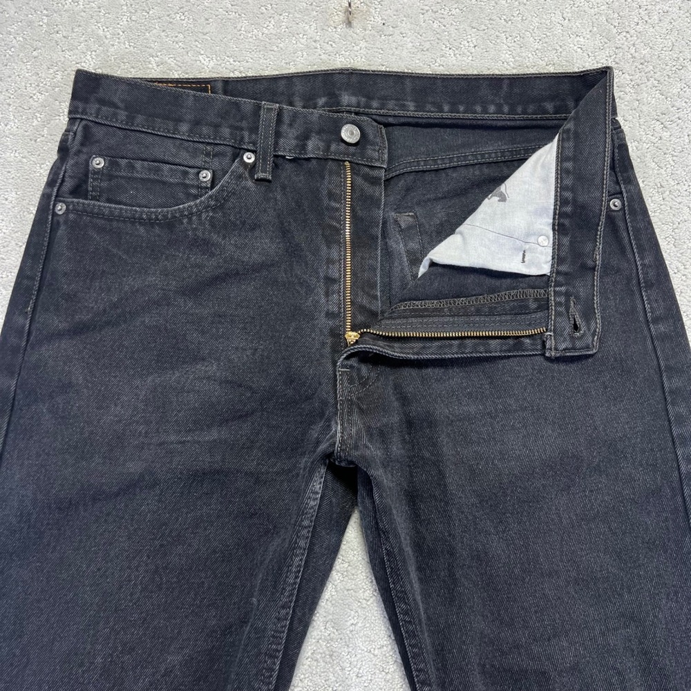 Levis 505 Jeans Mens 36x30 Black Denim Regular Straight Leg Cotton 36x29.5 Act.